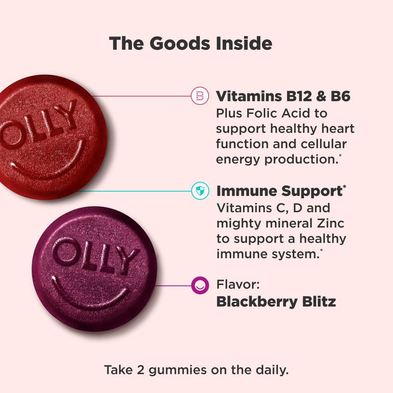 slide 3 of 10, OLLY Men's Multivitamin Gummy - Blackberry Blitz - 90ct, 90 ct