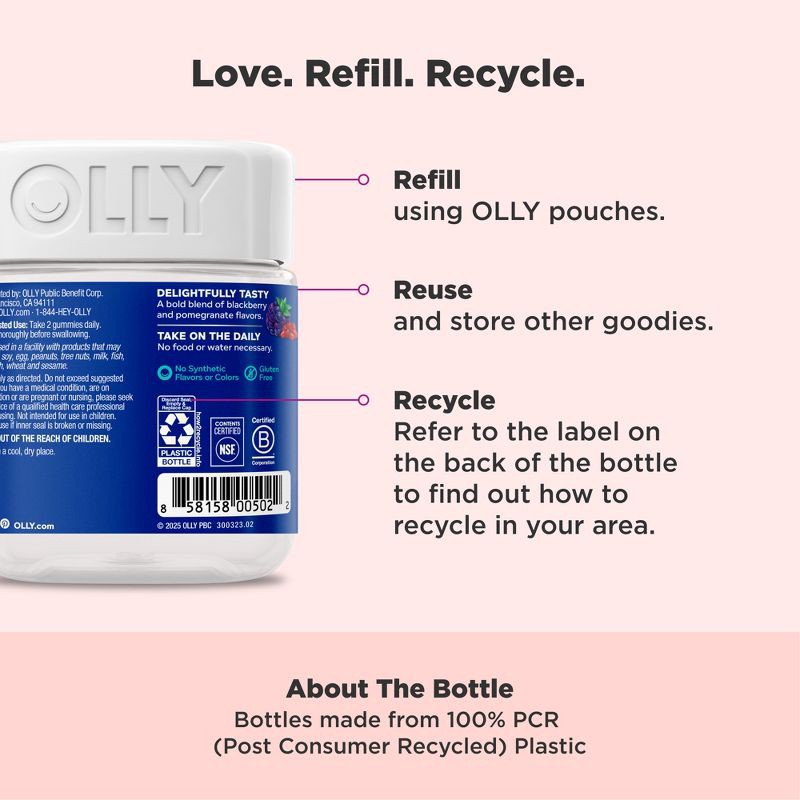 slide 5 of 11, OLLY Men's Multivitamin Gummy - Blackberry Blitz - 90ct, 90 ct