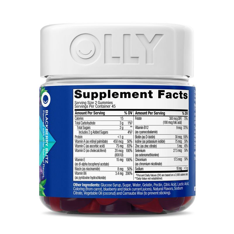 slide 6 of 10, OLLY Men's Multivitamin Gummy - Blackberry Blitz - 90ct, 90 ct