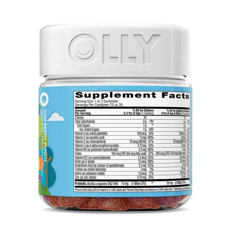 slide 3 of 9, OLLY Kids' Multivitamin + Probiotic Gummies - Berry Punch - 70ct, 70 ct