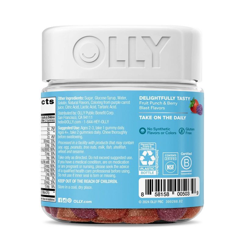 slide 4 of 9, OLLY Kids' Multivitamin + Probiotic Gummies - Berry Punch - 70ct, 70 ct