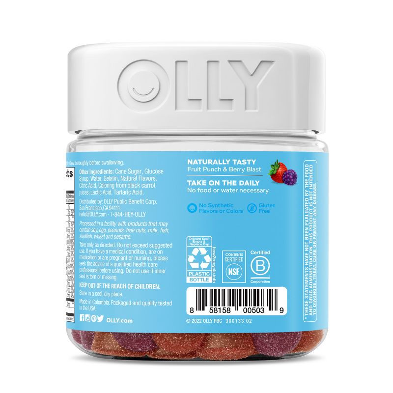 slide 5 of 7, OLLY Kids' Multivitamin + Probiotic Gummies - Berry Punch - 70ct, 70 ct