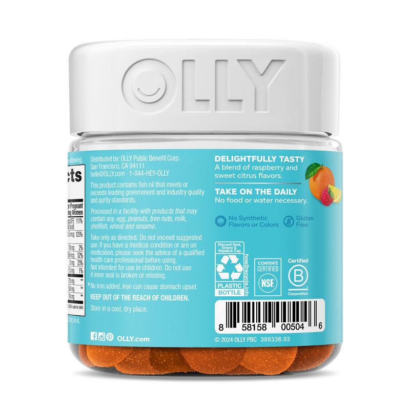 slide 8 of 10, OLLY Essential Prenatal Multivitamin Gummies - Sweet Citrus - 60ct, 60 ct