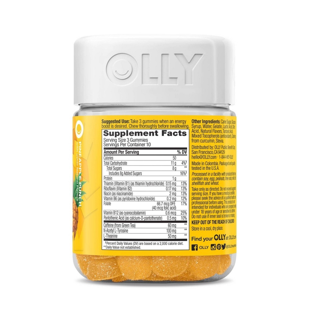 slide 3 of 5, OLLY Swift Energy Vitamin Gummies - Pineapple Punch, 30 ct