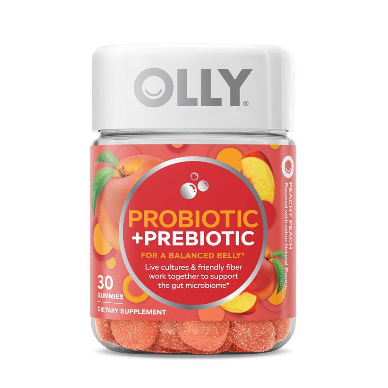 slide 1 of 7, OLLY Probiotic + Prebiotic Gummies - Peachy Peach - 30ct, 30 ct