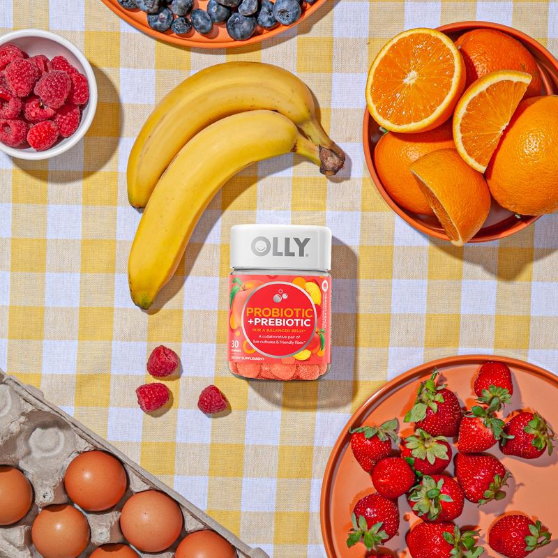 slide 9 of 9, OLLY Probiotic + Prebiotic Gummies - Peachy Peach - 30ct, 30 ct