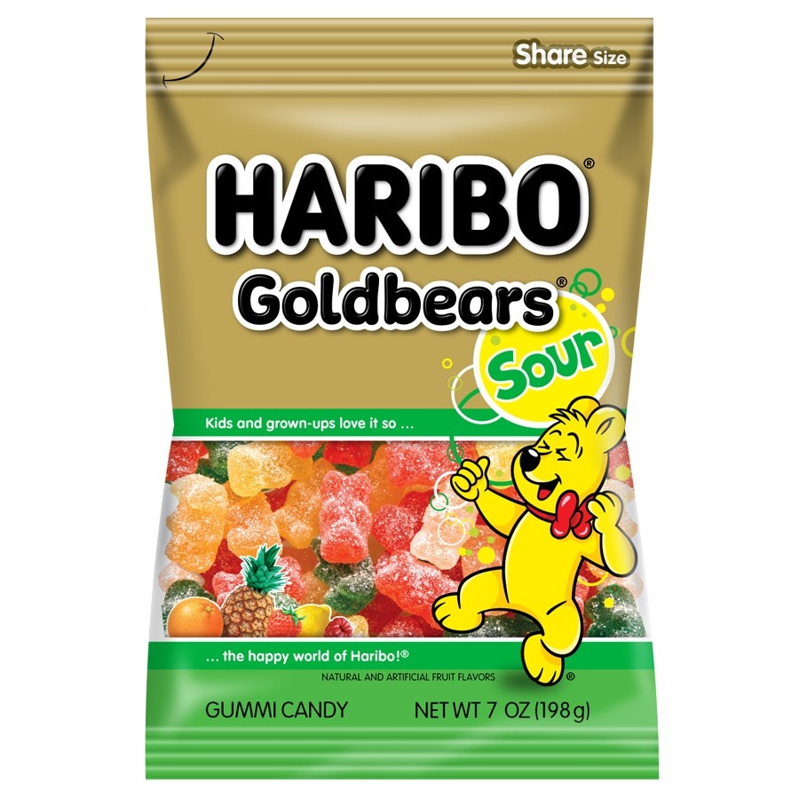 slide 1 of 3, HARIBO Sour Gold Bears, 7 oz