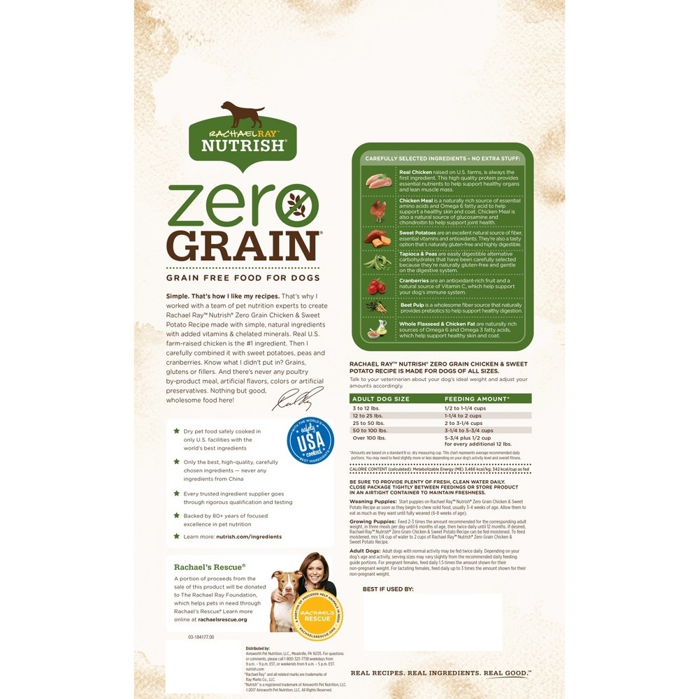 slide 2 of 2, Rachael Ray Nutrish Zero Grain Chicken & Sweet Potato Dry Dog Food, 6 lb