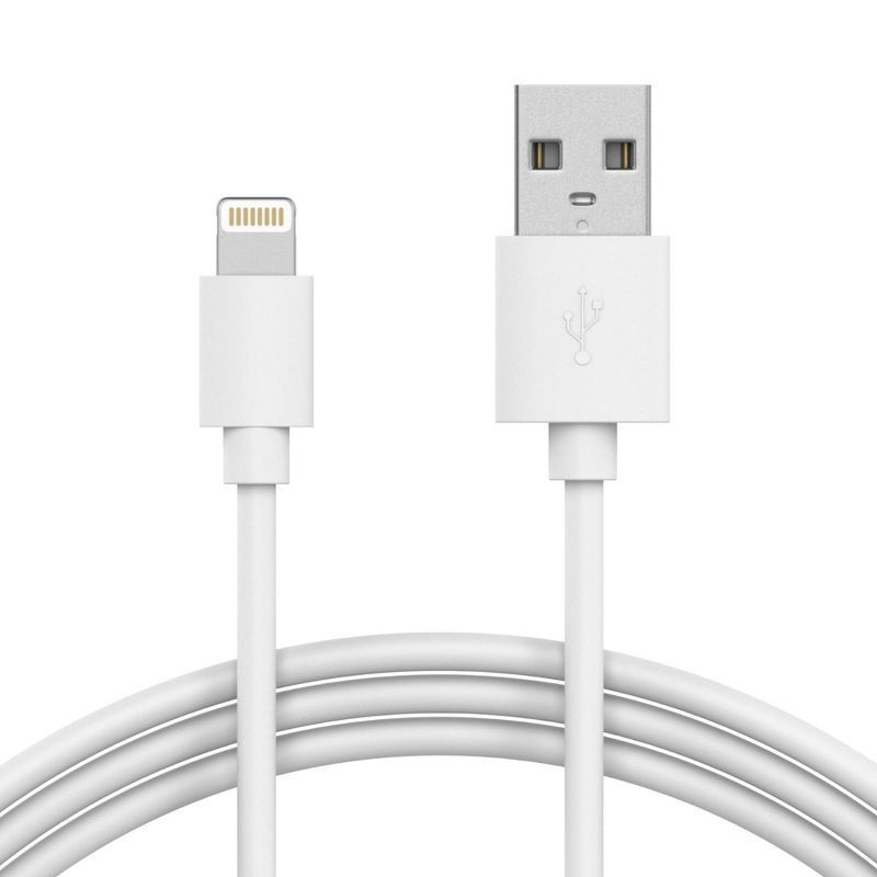 slide 2 of 9, Just Wireless 6' TPU Lightning to USB-A Cable - White, 1 ct