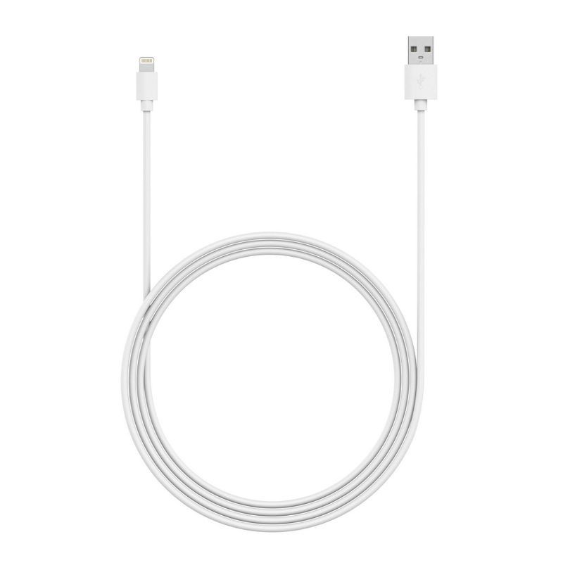 slide 3 of 9, Just Wireless 6' TPU Lightning to USB-A Cable - White, 1 ct