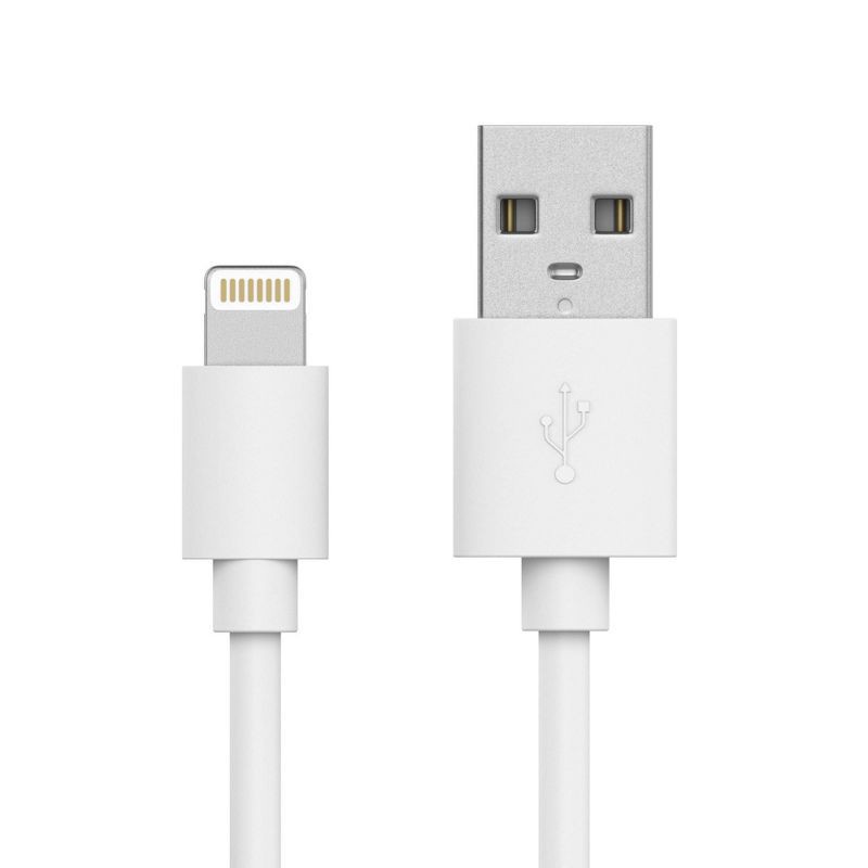 slide 1 of 9, Just Wireless 6' TPU Lightning to USB-A Cable - White, 1 ct