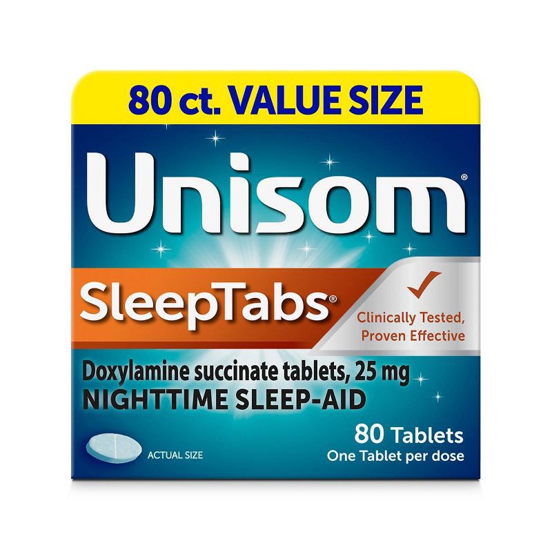 slide 1 of 8, Unisom SleepTabs Nighttime Sleep-Aid Tablets - Doxylamine Succinate - 80ct, 80 ct