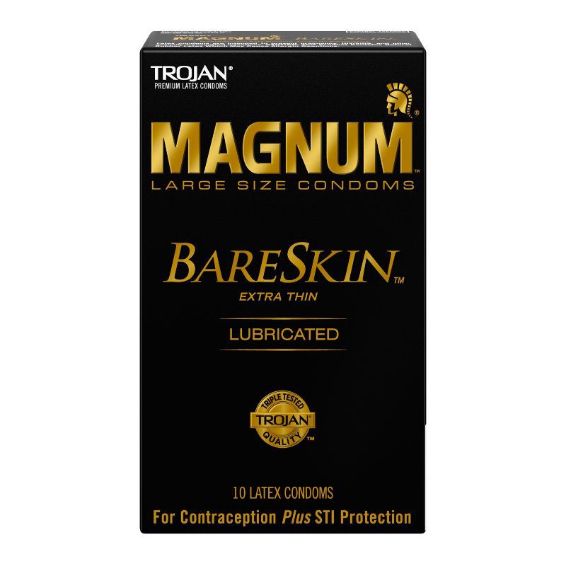 slide 1 of 9, Trojan Magnum Bareskin Large Size Lubricated Latex Condoms - 10ct, 10 ct