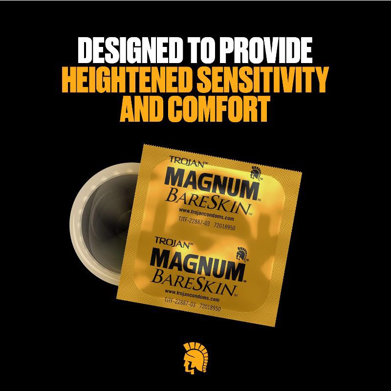 slide 4 of 9, Trojan Magnum Bareskin Large Size Lubricated Latex Condoms - 10ct, 10 ct