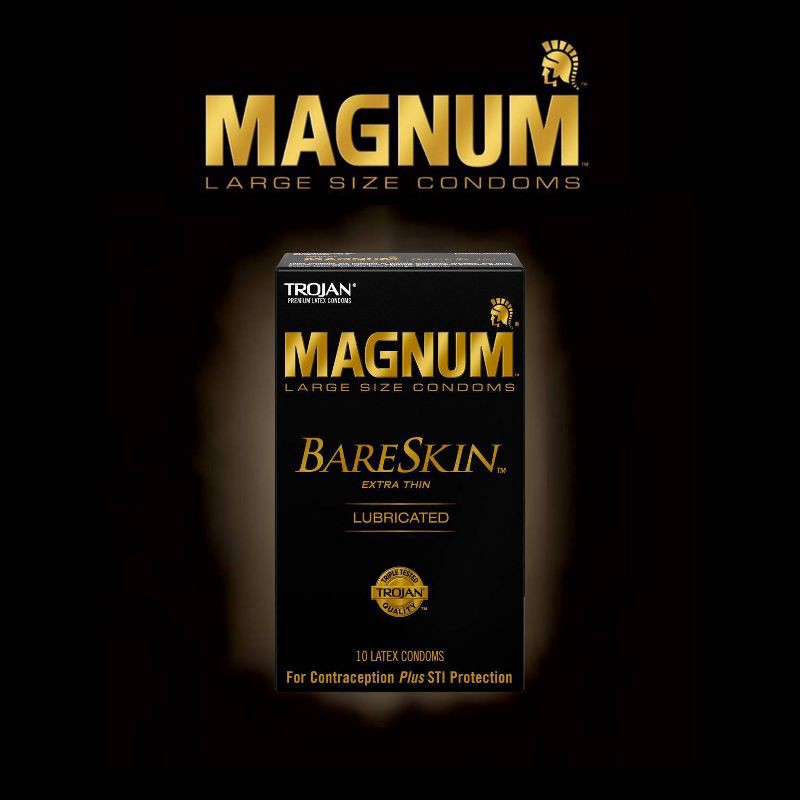 slide 7 of 10, Trojan Magnum Bareskin Large Size Lubricated Latex Condoms - 10ct, 10 ct