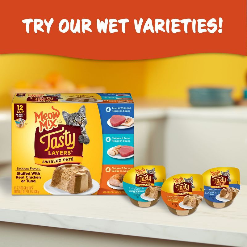 slide 5 of 6, Meow Mix Tender Favorites with Liver, Turkey, Chicken & Beef Flavors Wet Cat Food - 2.75oz/24ct Variety Pack, 2.75 oz, 24 ct