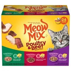 Meow Mix Tender Favorites with Liver, Turkey, Chicken & Beef Flavors Wet Cat Food - 2.75oz/24ct Variety Pack