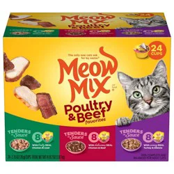 Meow Mix Tender Favorites with Liver, Turkey, Chicken & Beef Flavors Wet Cat Food - 2.75oz/24ct Variety Pack
