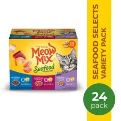 Meow Mix Seafood Selections Wet Cat Food with Shrimp, Salmon, Crab & Tuna Flavor - 2.75oz/24ct Variety Pack