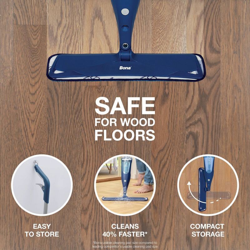 slide 12 of 12, Bona Wood Floor Mop Starter Kit - 1 Spray Mop, 1 Reusable Microfiber Mopping Pad, 1 Refillable Wood Floor Cleaner Liquid, 1 ct