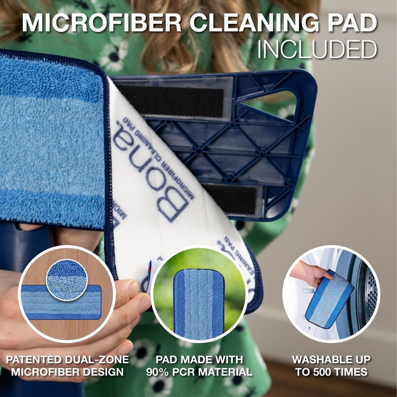slide 4 of 13, Bona Wood Floor Mop Starter Kit - 1 Spray Mop, 1 Reusable Microfiber Mopping Pad, 1 Refillable Wood Floor Cleaner Liquid, 1 ct