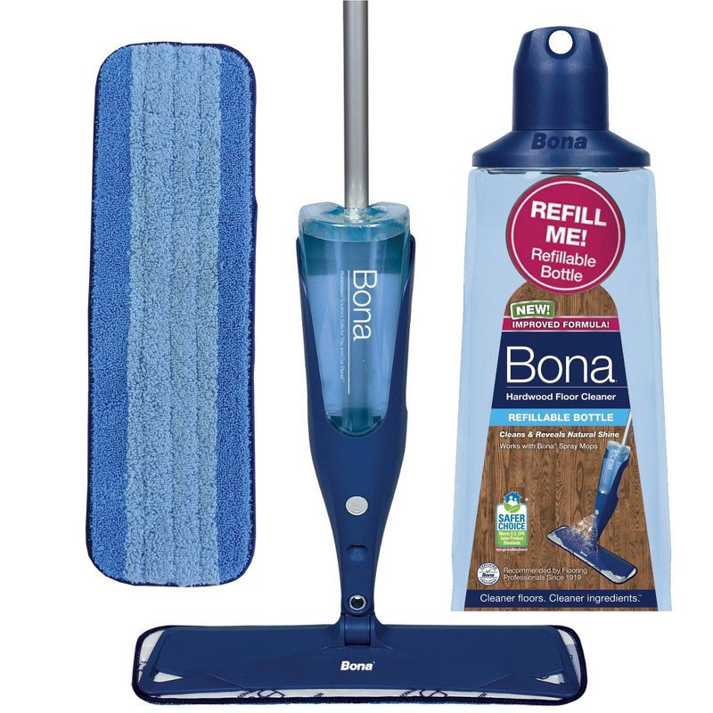 slide 5 of 10, Bona Wood Floor Mop Starter Kit - 1 Spray Mop, 1 Reusable Microfiber Mopping Pad, 1 Refillable Wood Floor Cleaner Liquid, 1 ct