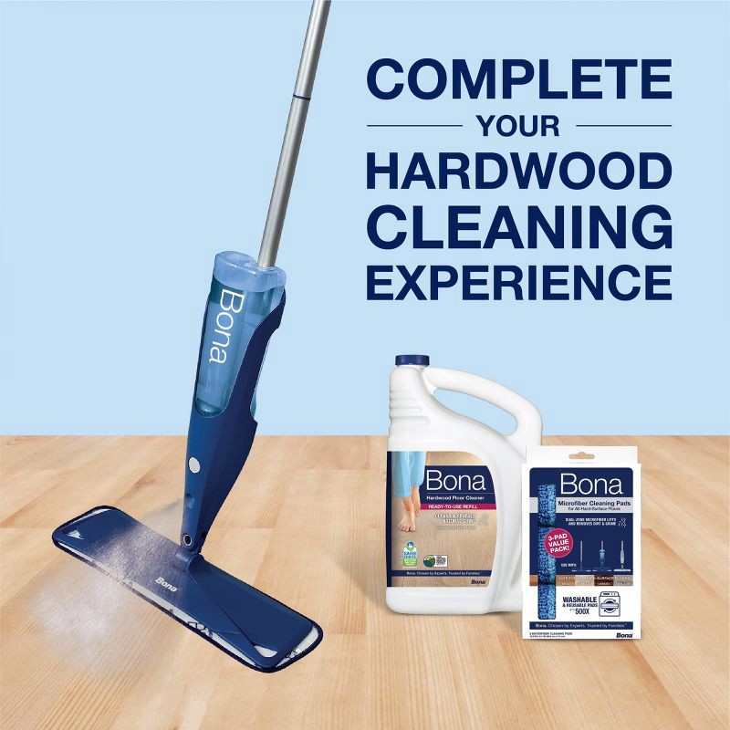 slide 8 of 13, Bona Wood Floor Mop Starter Kit - 1 Spray Mop, 1 Reusable Microfiber Mopping Pad, 1 Refillable Wood Floor Cleaner Liquid, 1 ct