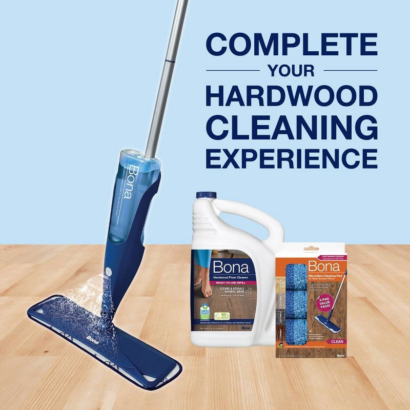 slide 12 of 13, Bona Wood Floor Mop Starter Kit - 1 Spray Mop, 1 Reusable Microfiber Mopping Pad, 1 Refillable Wood Floor Cleaner Liquid, 1 ct
