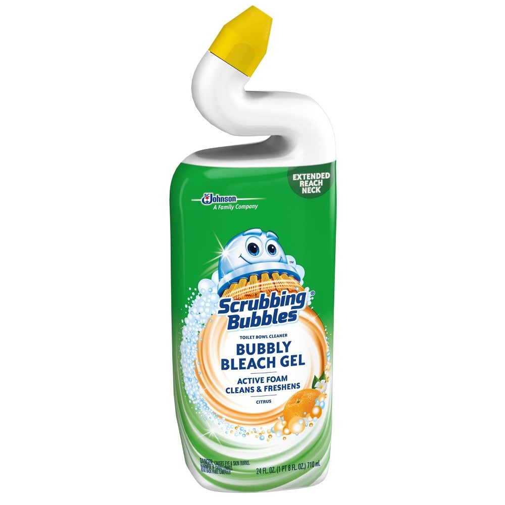 slide 3 of 5, Scrubbing Bubbles Bubbly Bleach Citrus Toilet Bowl Cleaner, 24 oz