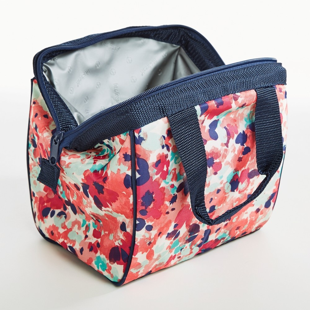 slide 3 of 3, Fit & Fresh Charlotte Lunch Kit - Navy & Pink Tropical Blooms, 1 ct