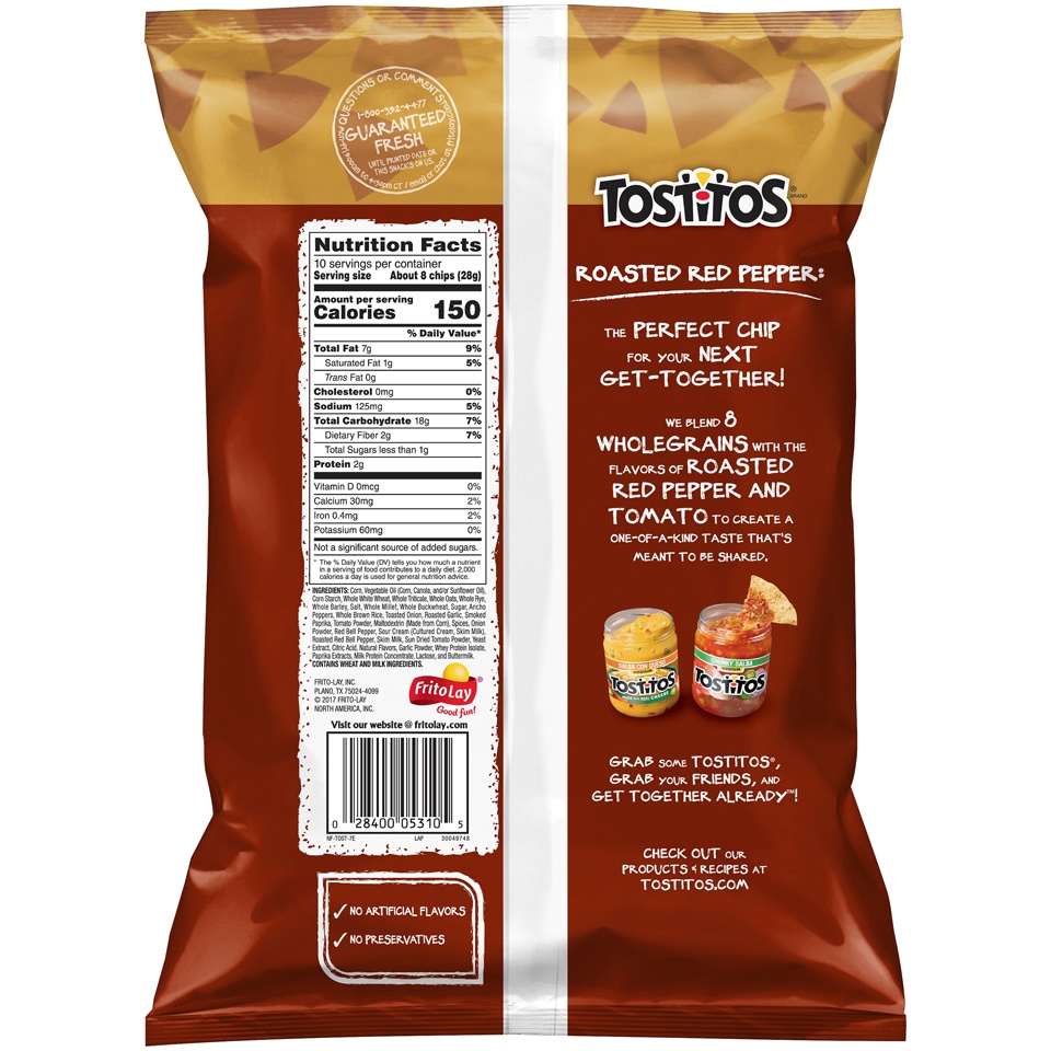 slide 2 of 4, Tostitos Roasted Red Pepper Flavored Tortilla Chips, 10 oz