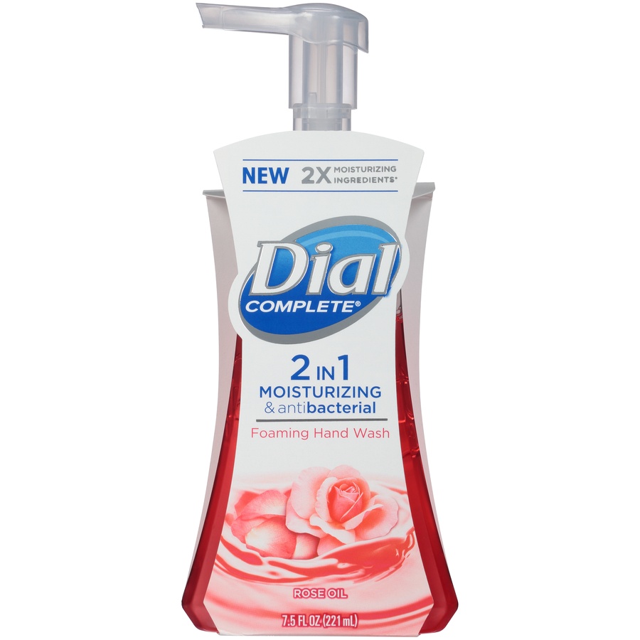 slide 1 of 7, Dial Complete 2 In 1 Moisturizing & Antibacterial Rose Oil Foaming Hand Wash, 7.5 oz