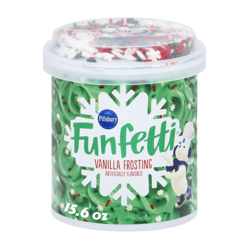 slide 1 of 7, Pillsbury Funfetti Holiday Vanilla Frosting - 15.6oz, 15.6 oz