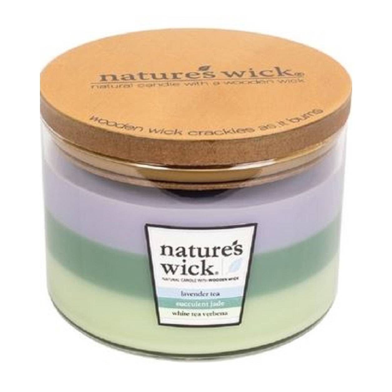 slide 1 of 1, Nature's Wick Glass Container Candle - Lavender Tea/Suculent Jade/White Tea Verbena, 18 oz