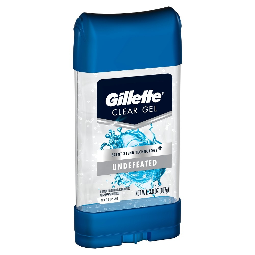 slide 2 of 5, Gillette Undefeated Clear Gel Antiperspirant and Deodorant, 3.8 oz