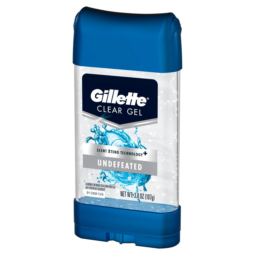 slide 3 of 5, Gillette Undefeated Clear Gel Antiperspirant and Deodorant, 3.8 oz