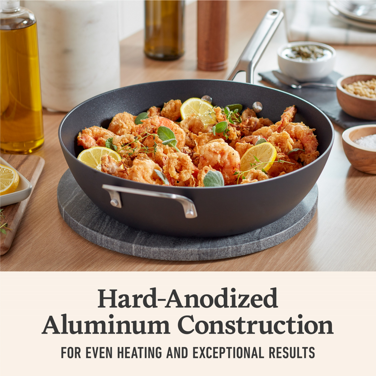 slide 3 of 6, Calphalon 12" Hard Anodized Nonstick Jumbo Fry Pan with Lid, 1 ct