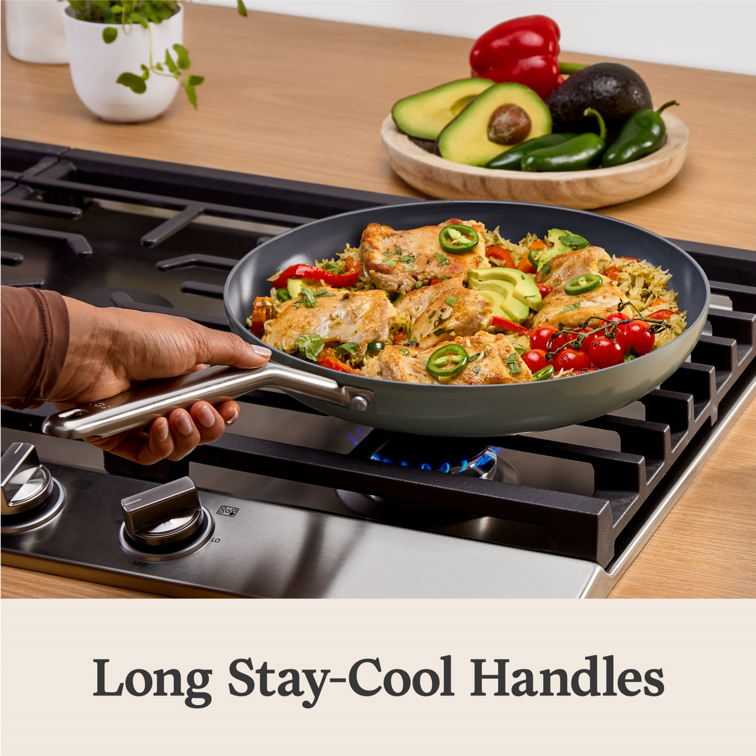 slide 3 of 6, Calphalon Ceramic 12in Fry w/lid, 12 in