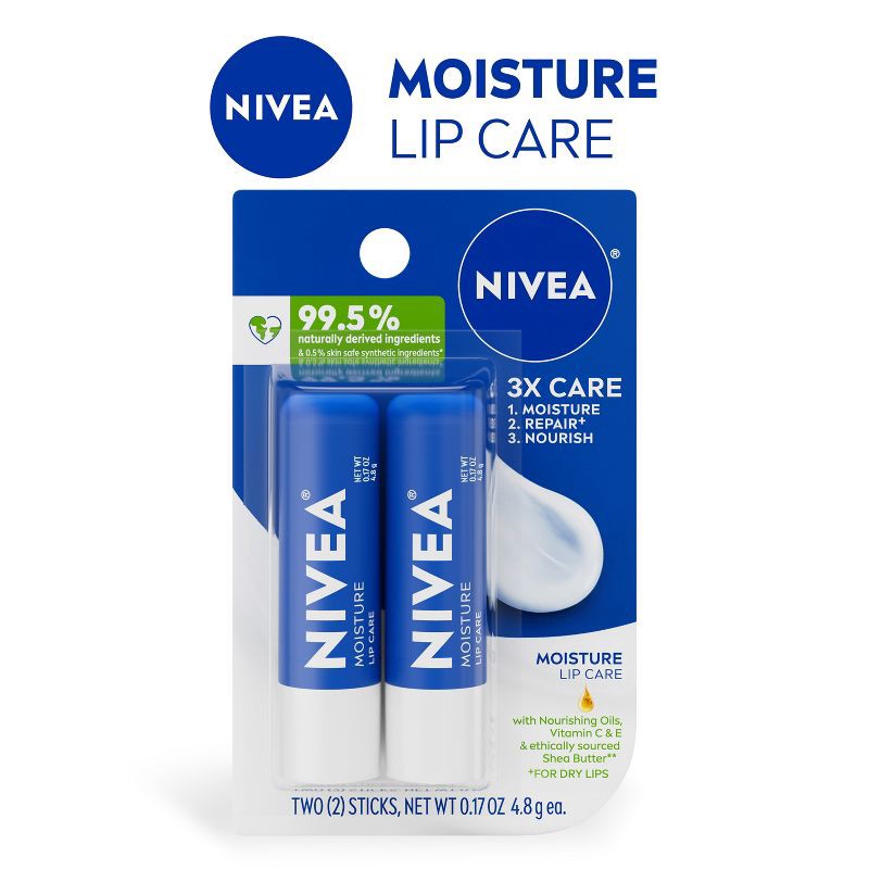 slide 2 of 14, Nivea Moisturizing Lip Balm - 0.34oz/2pk, 0.34 oz, 2 ct