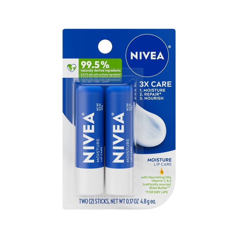 slide 1 of 12, Nivea Moisturizing Lip Balm - 0.34oz/2pk, 0.34 oz, 2 ct