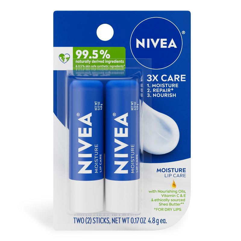 slide 1 of 14, Nivea Moisturizing Lip Balm - 0.34oz/2pk, 0.34 oz, 2 ct