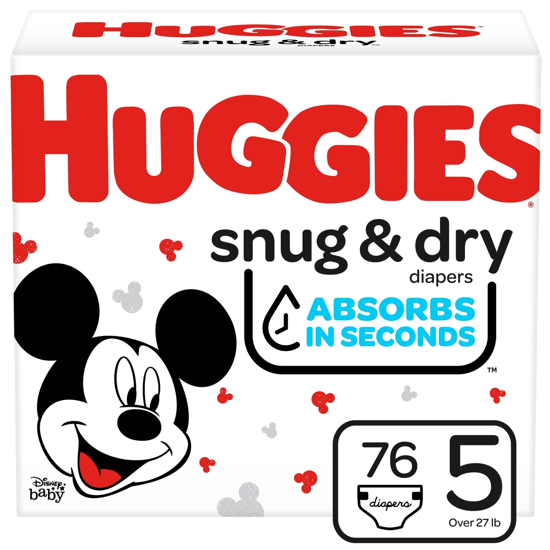 slide 1 of 5, Huggies Snug & Dry Diapers Super Pack - Size 5, 76 ct