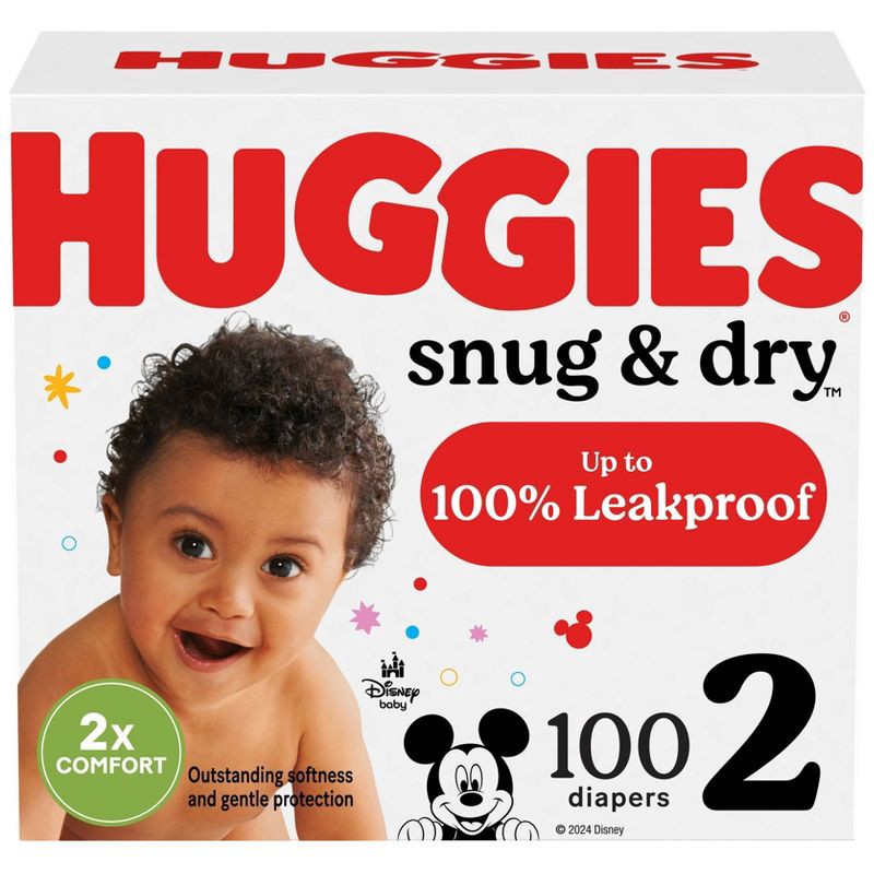 slide 1 of 12, Huggies Snug & Dry Baby Disposable Diapers Super Pack - Size 2 - 100ct, 100 ct