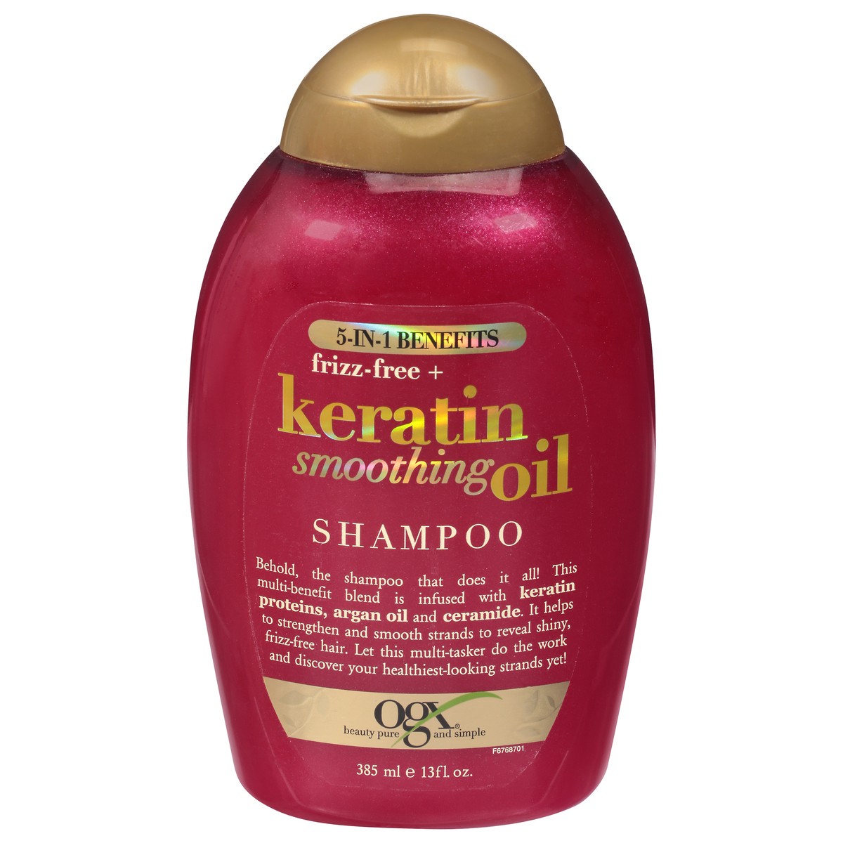 slide 1 of 1, OGX Frizz-Free + Keratin Smoothing Oil Shampoo 13 fl oz, 13 fl oz
