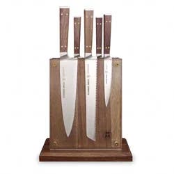 Schmidt Bros Cutlery Cutlery 6pc Walnut and Brass Knife Block Set