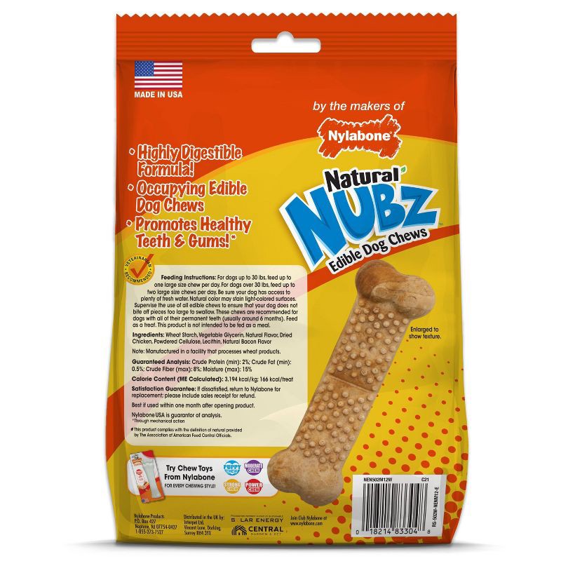 slide 2 of 5, Nylabone Natural Medium Nubz Chicken Flavored Chewy Dental Treats Dog Treats - 12ct, 12 ct
