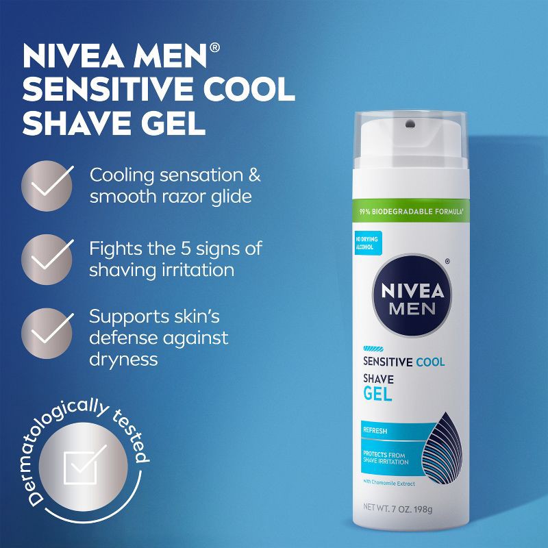 slide 4 of 13, NIVEA Men Cooling Shave Gel for Sensitive Skin - 7oz, 7 oz