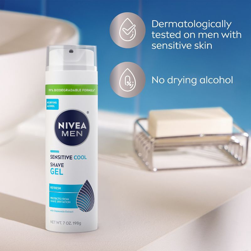 slide 8 of 13, NIVEA Men Cooling Shave Gel for Sensitive Skin - 7oz, 7 oz