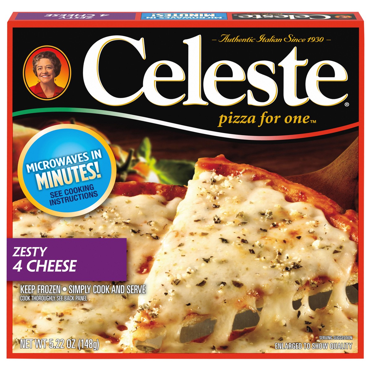 slide 1 of 1, Celeste For One Zesty Four Cheese Pizza, 