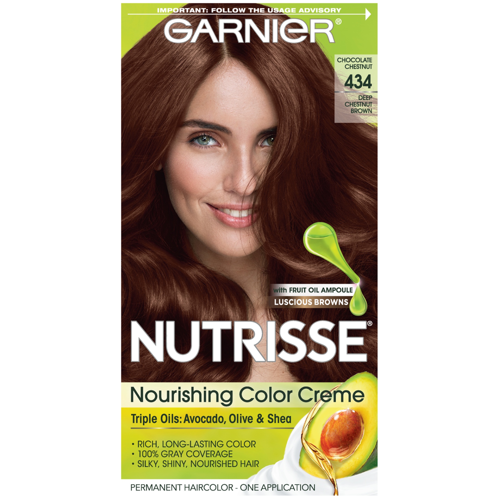 slide 2 of 8, Garnier Nourishing Permanent Hair Color Creme - 434 Deep Chestnut Brown, 1 ct